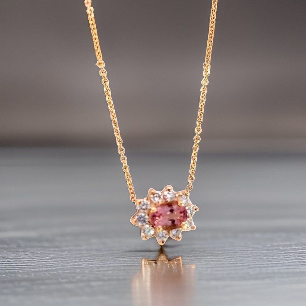 Natural Tourmaline Diamond Necklace 18" 14k YG 1.40 TCW Certified $3,450 311011